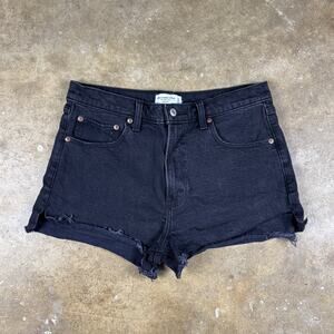Abercrombie & Fitch Mom Short Women’s 30/10 Black High‎ Rise Distressed Cutoff